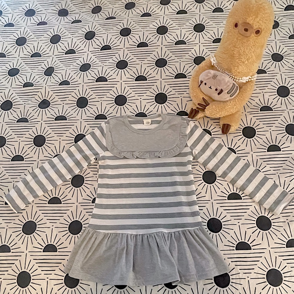 Girls Gray/White Striped Sailor Tunic Dress (Sz 5-6) FINAL PRICED ITEM